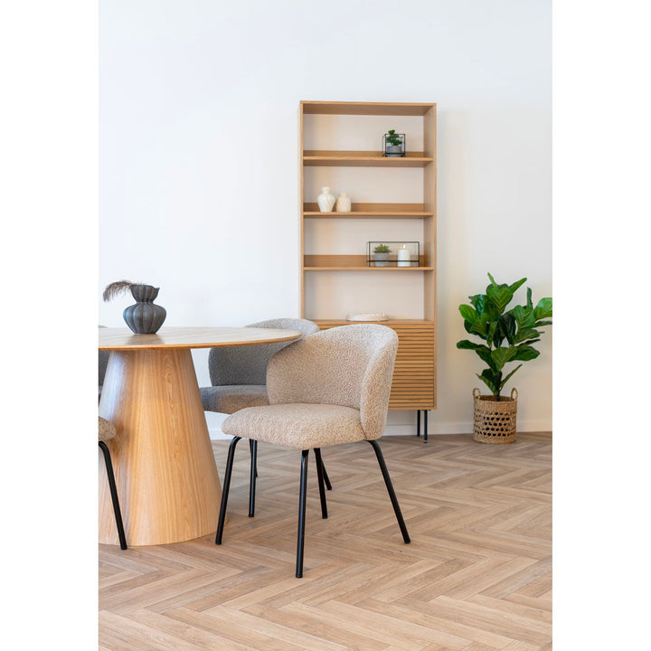 Eetkamerstoelen Safira | Beige | Zwarte poten | Set van 2 stuks