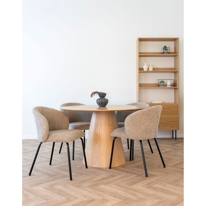 Eetkamerstoelen Safira | Beige | Zwarte poten | Set van 2 stuks
