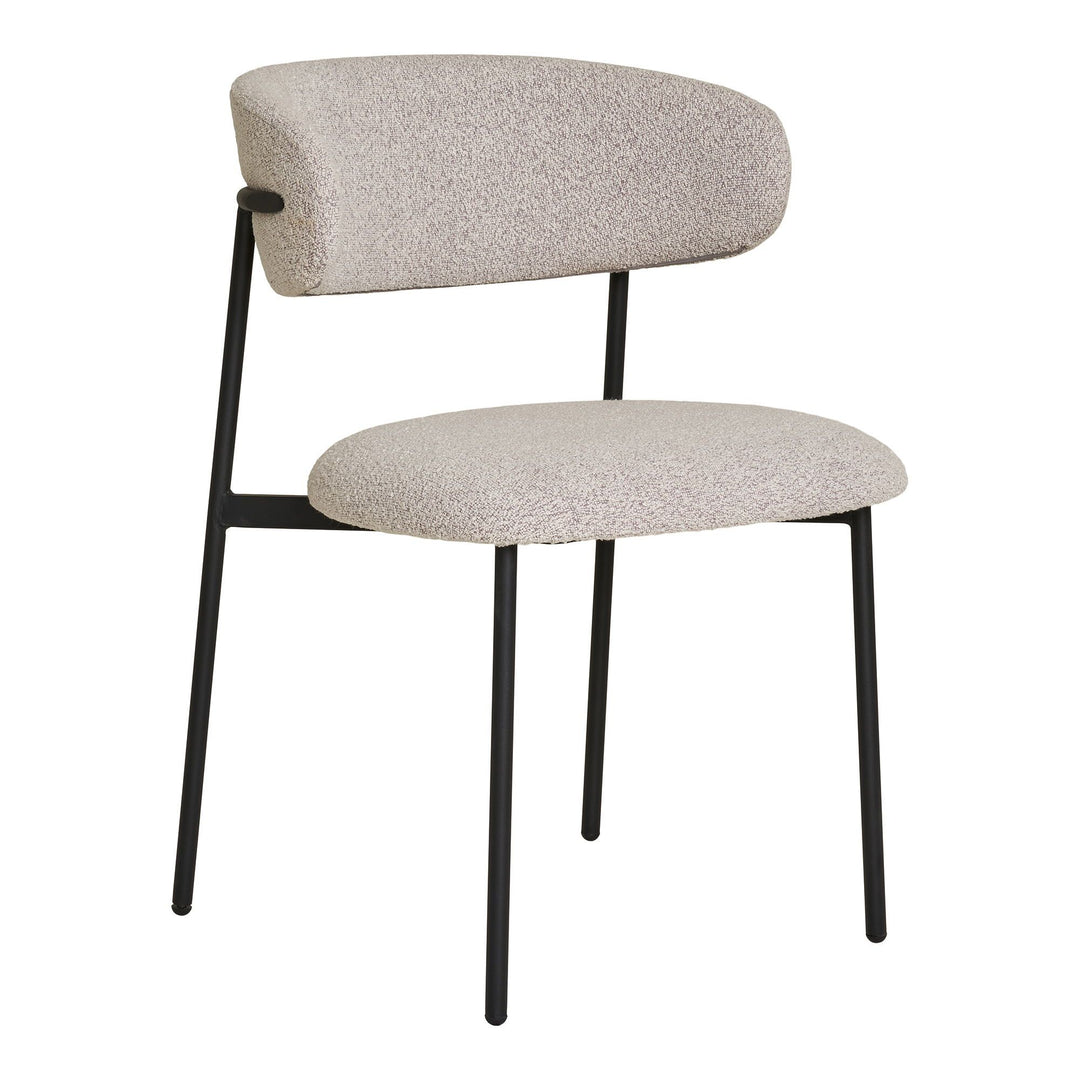 Eetkamerstoelen Mira | Zandkleurig met zwarte poten | 2 stuks