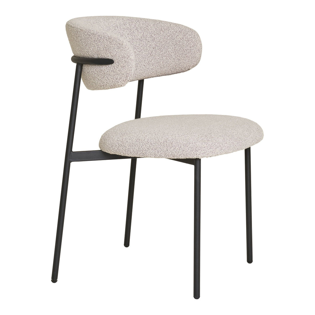 Eetkamerstoelen Mira | Zandkleurig met zwarte poten | 2 stuks