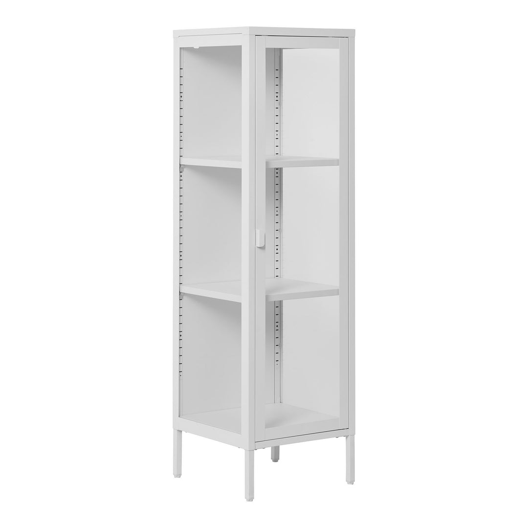 Smalle hoge vitrinekast Brisbane | Wit | Staal met gehard glas