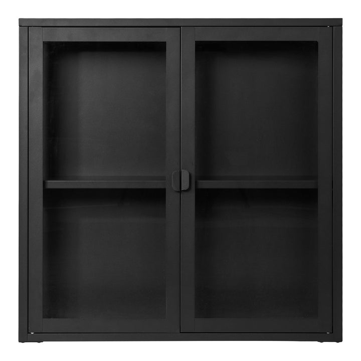 Wandkast Brisbane | Zwart | Met glazen deuren