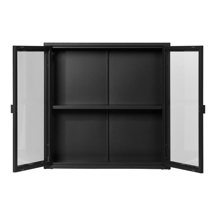 Wandkast Brisbane | Zwart | Met glazen deuren