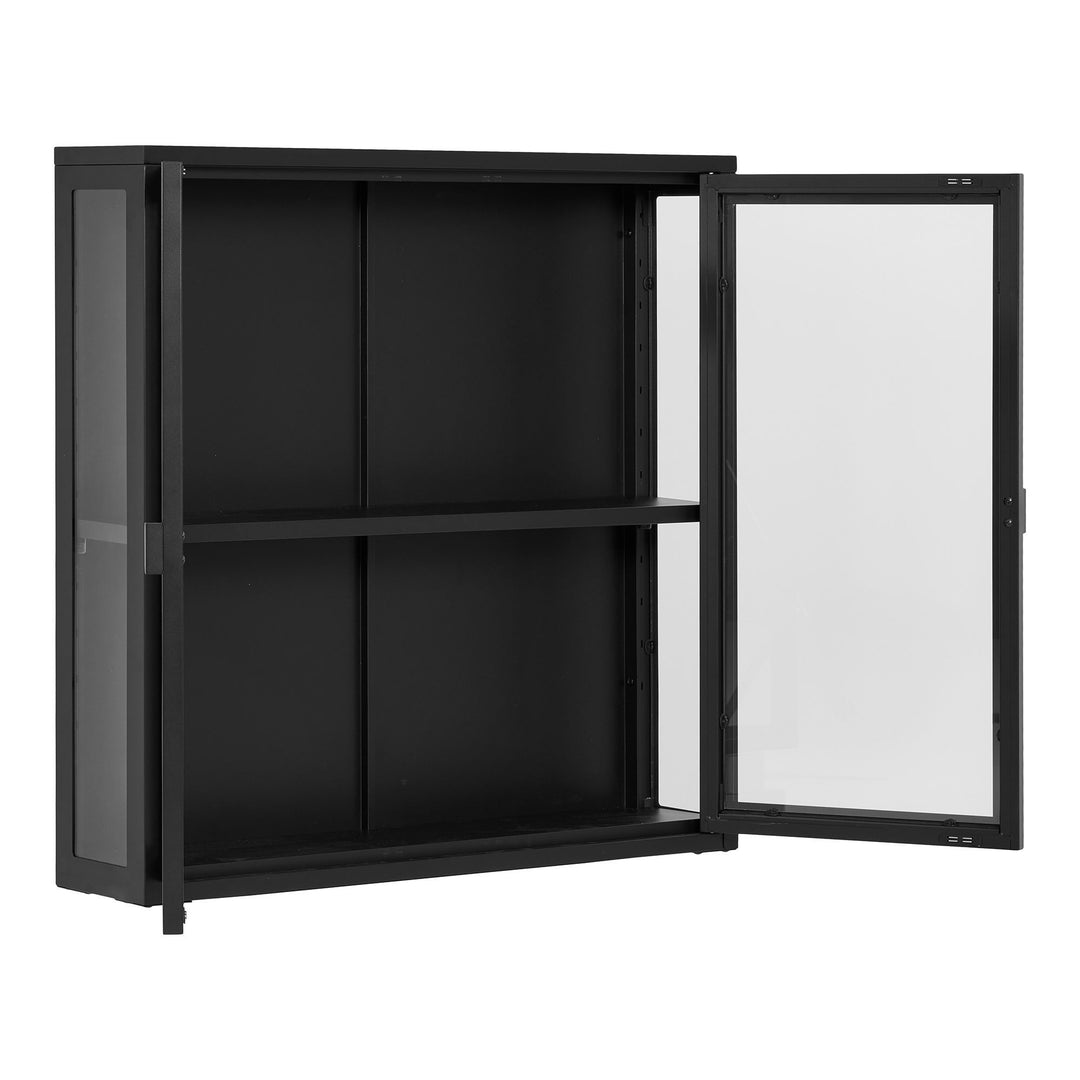 Wandkast Brisbane | Zwart | Met glazen deuren