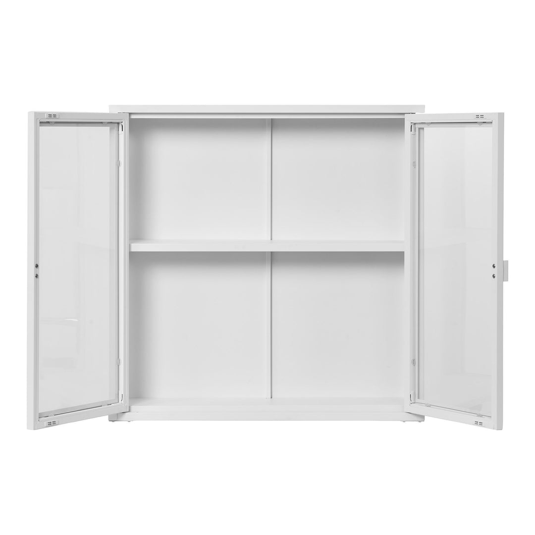 Wandkast Brisbane | Wit | Met glazen deuren