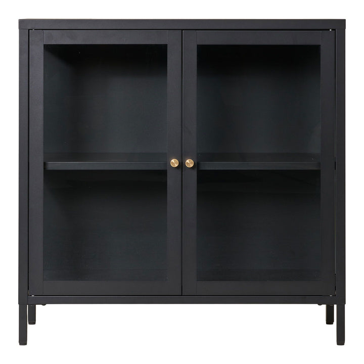 Kast Dalby met glazen deuren | Zwart | Staal | Compact formaat