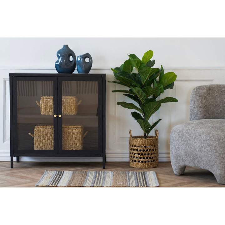 Kast Dalby met glazen deuren | Zwart | Staal | Compact formaat