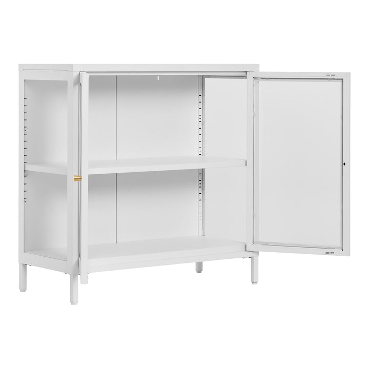 Kast Dalby met glazen deuren | Wit | Staal | Compact formaat