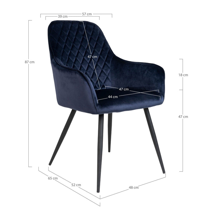 Eetkamerstoelen Harbo | Blauw | Velvet | 2 stuks