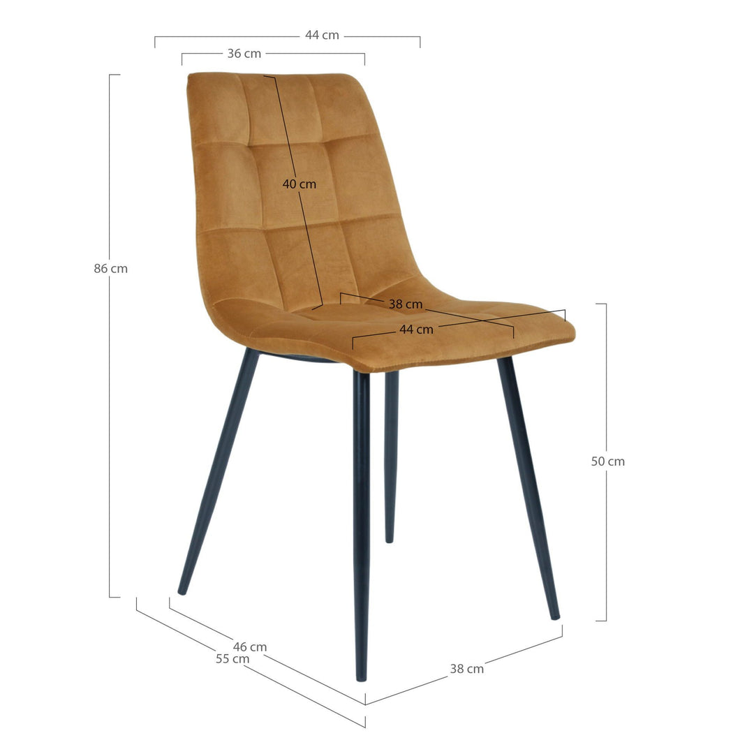 Eetkamerstoelen Middelfart | Velvet | Mosterdgeel | 2 stuks