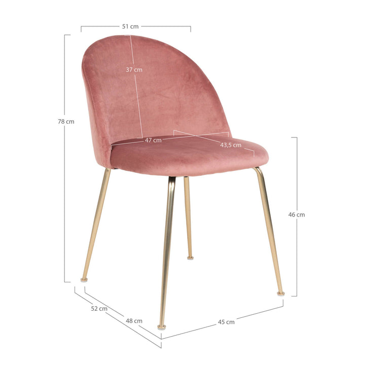 Eetkamerstoelen Geneve | Roze | Velvet | 2 stuks