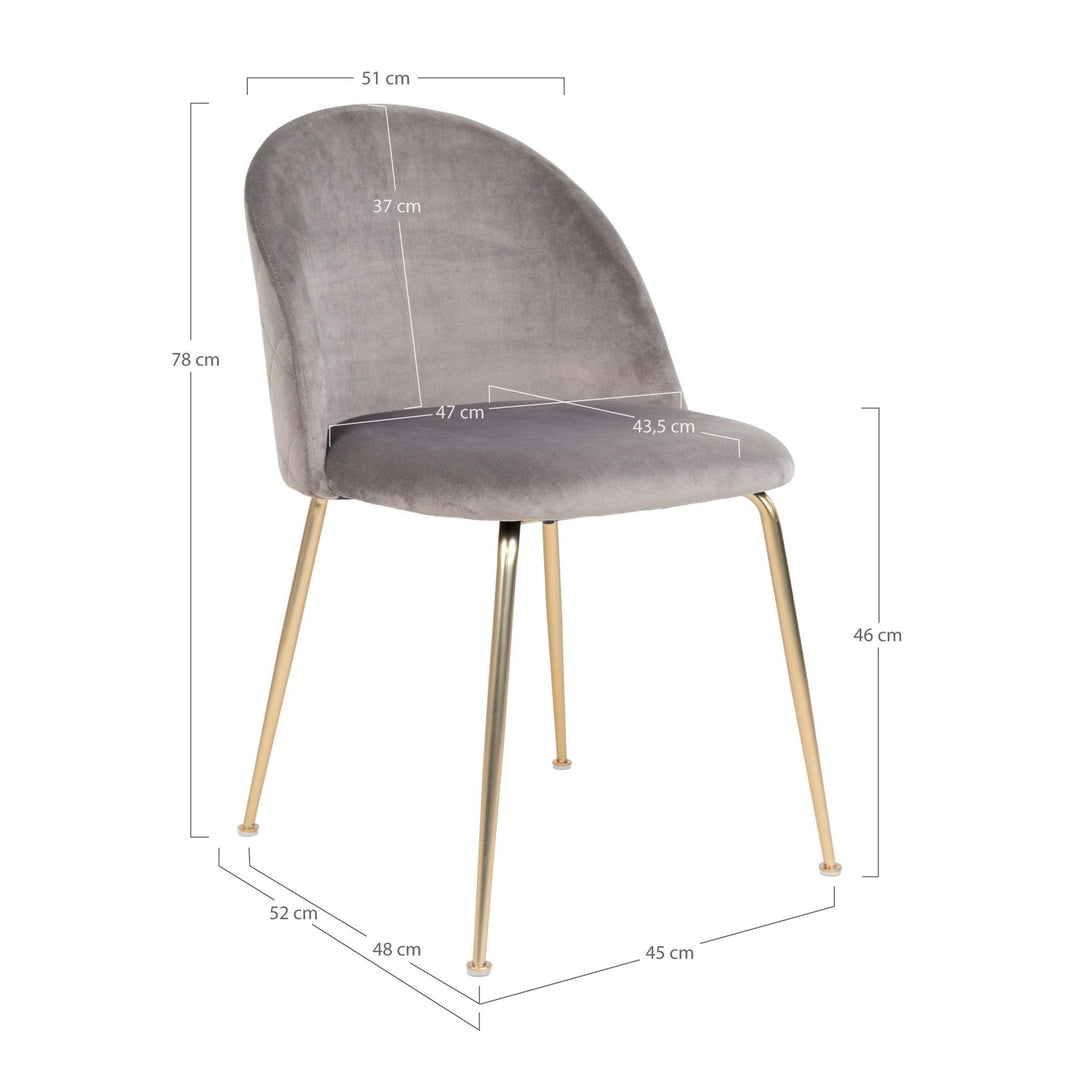 Eetkamerstoelen Geneve | Grijs | Velvet | 2 stuks
