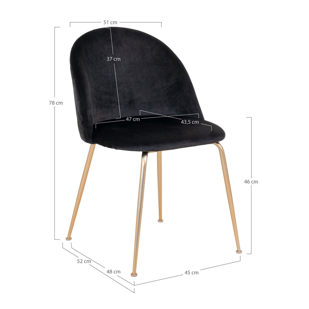 Eetkamerstoelen Geneve | Zwart | Velvet | 2 stuks