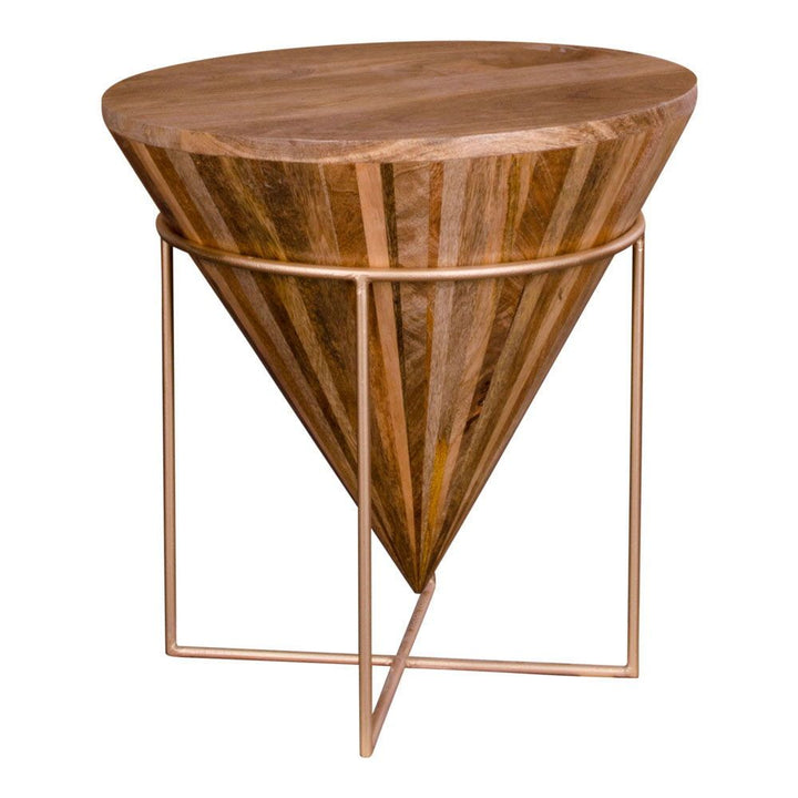 Bijzettafel Hapur | Echt mangohout | Rond | Uniek