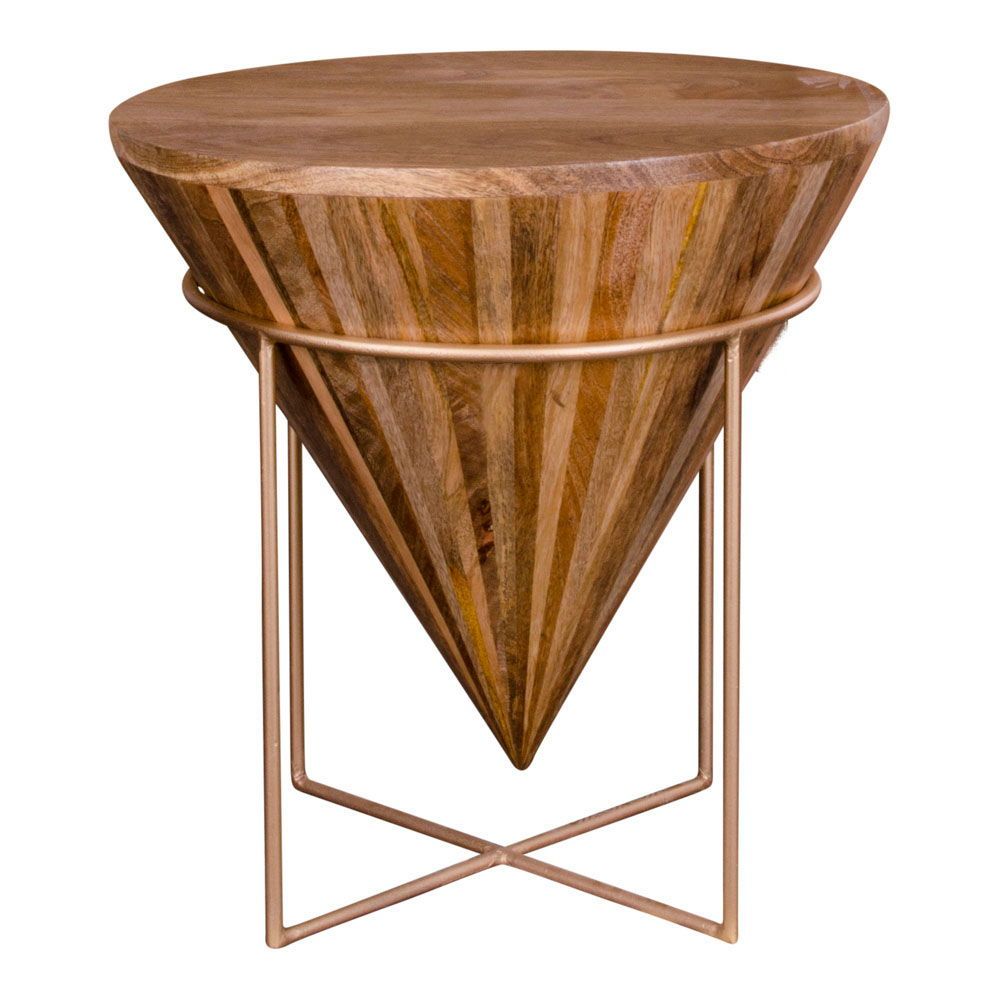 Bijzettafel Hapur | Echt mangohout | Rond | Uniek