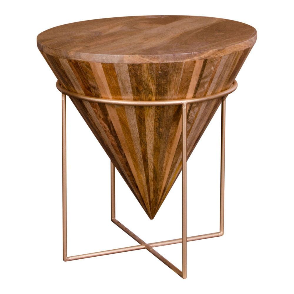 Bijzettafel Hapur | Echt mangohout | Rond | Uniek