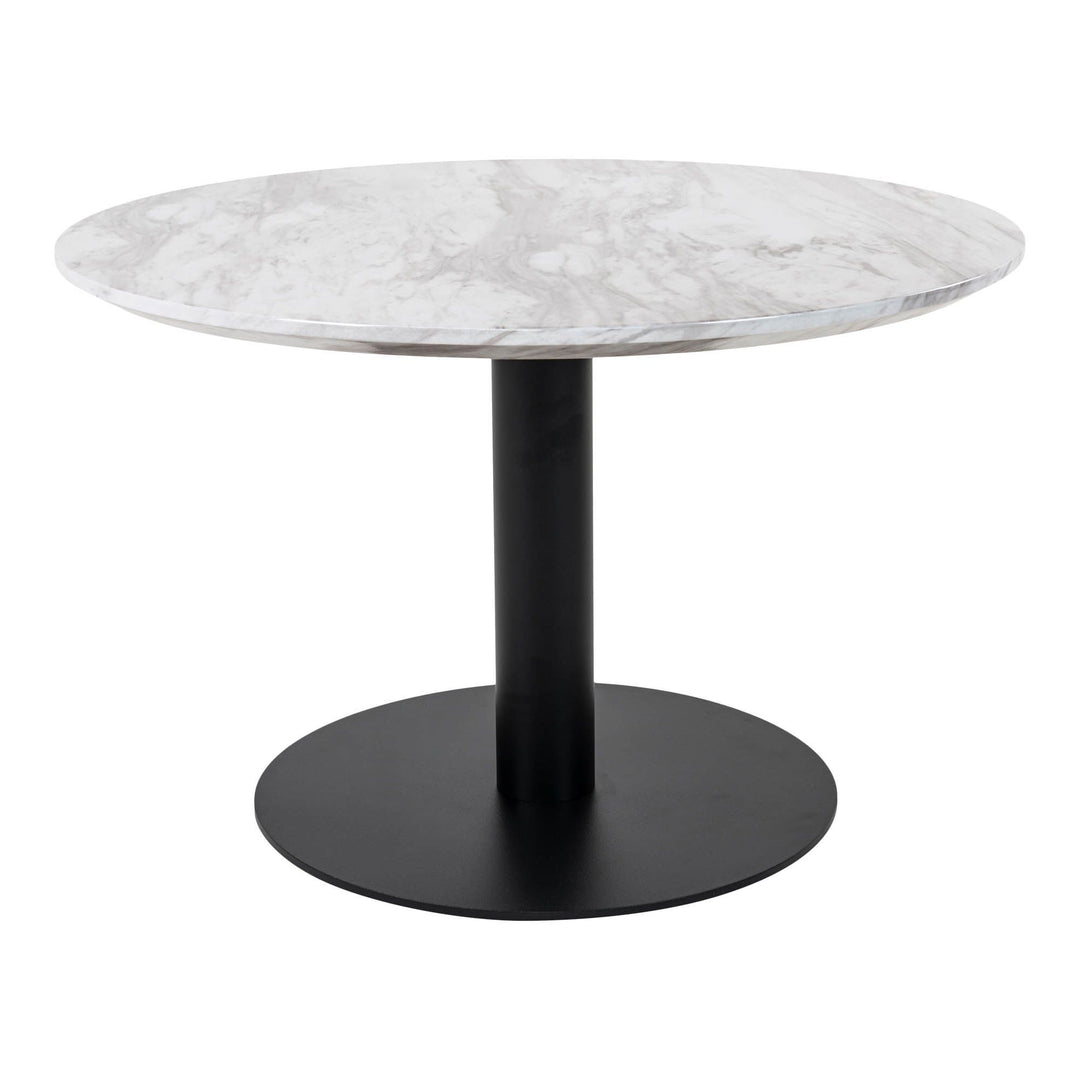Salontafel Bolzano | Rond | Zwart onderstel met marmerlook tafeblad