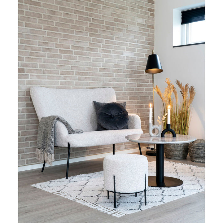 Salontafel Bolzano | Rond | Zwart onderstel met marmerlook tafeblad