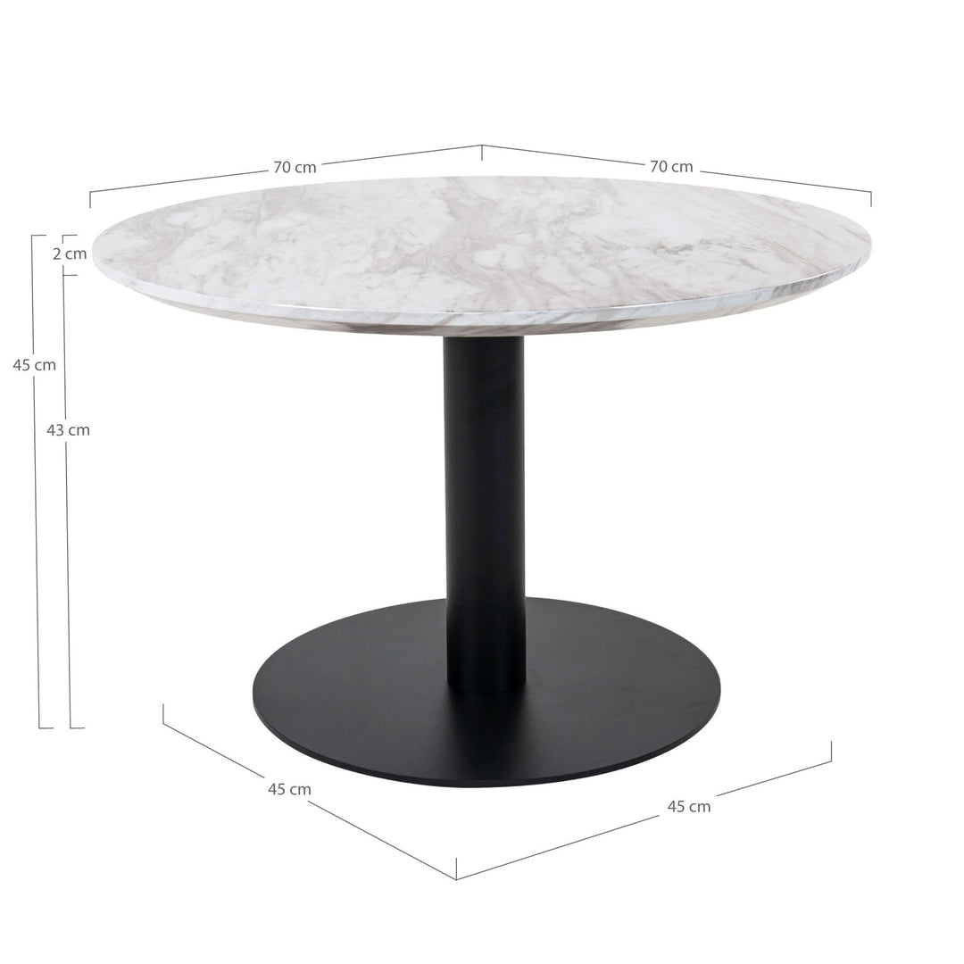 Salontafel Bolzano | Rond | Zwart onderstel met marmerlook tafeblad