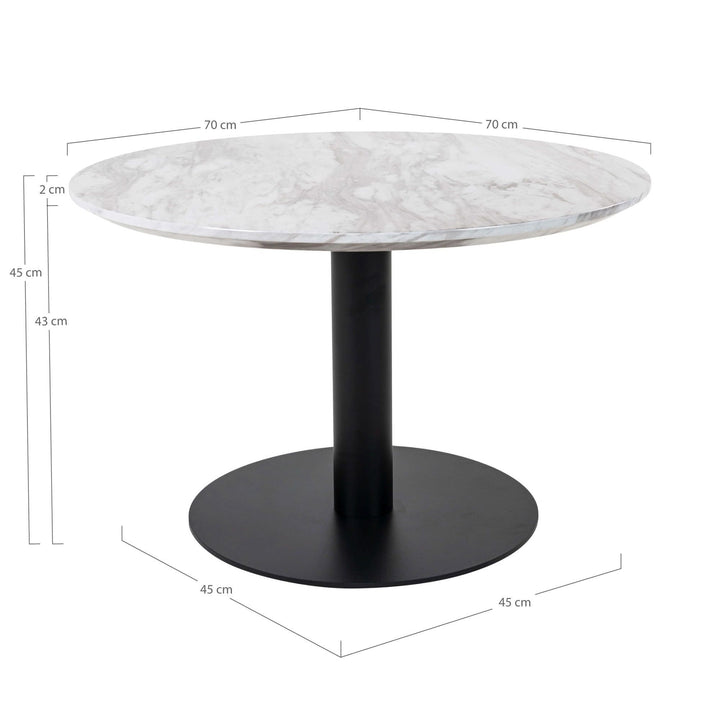 Salontafel Bolzano | Rond | Zwart onderstel met marmerlook tafeblad