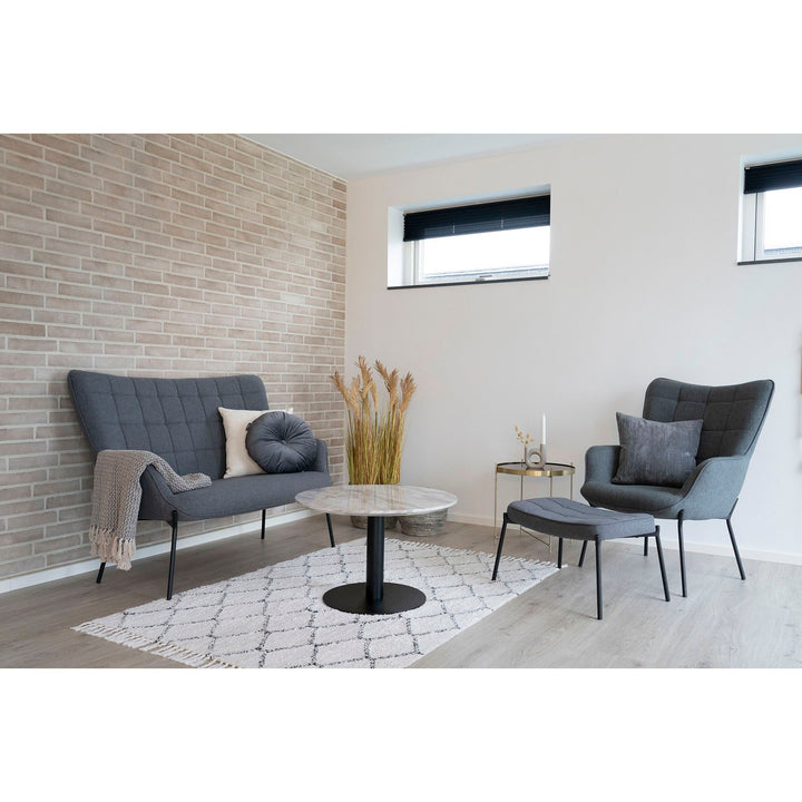 Salontafel Bolzano | Rond | Zwart onderstel met marmerlook tafeblad