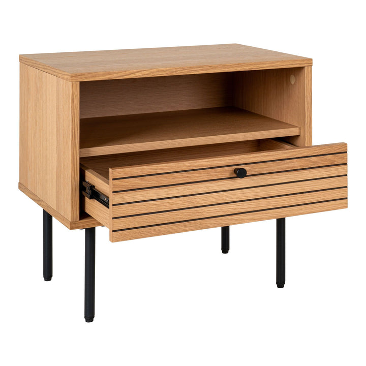 Side table Kyoto | Eikenfineer tafelblad met stalen poten