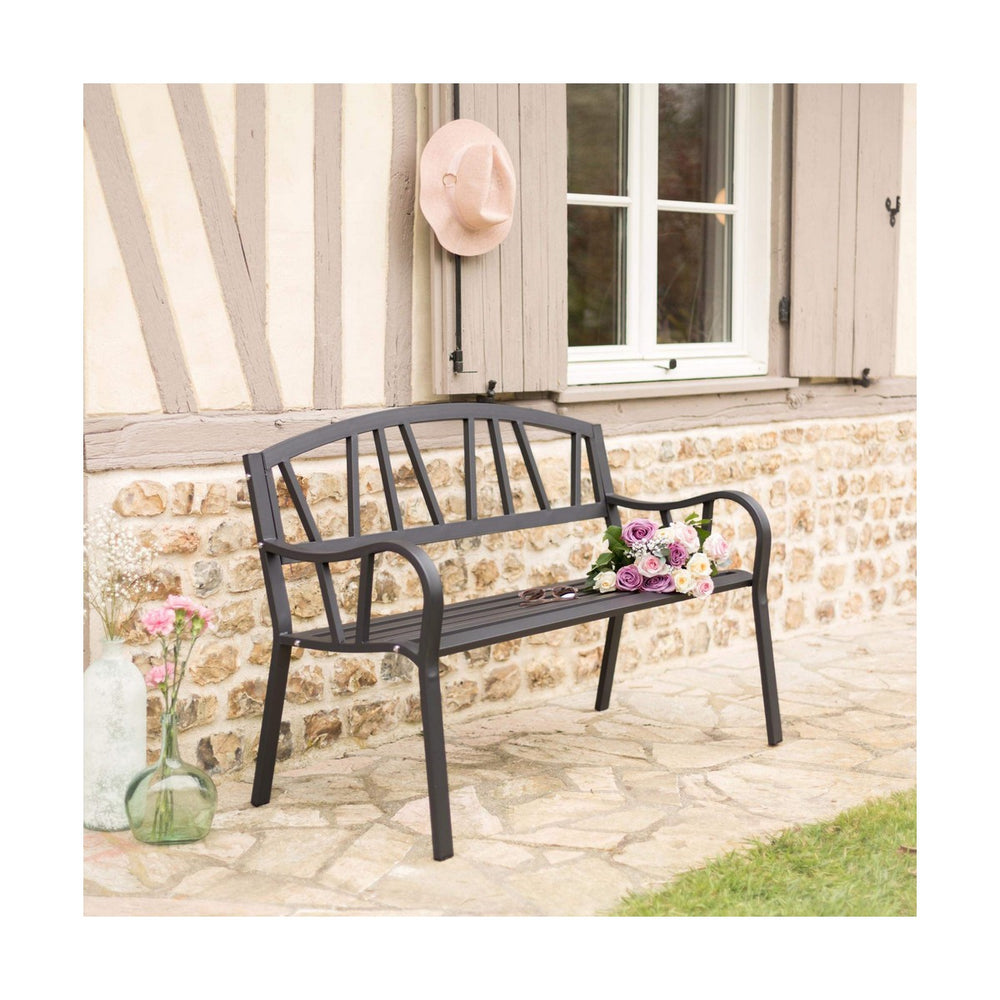 Bigbuy Home Bank Met Rugleuning Antraciet Ijzer (123 X 53 X 86 Cm)