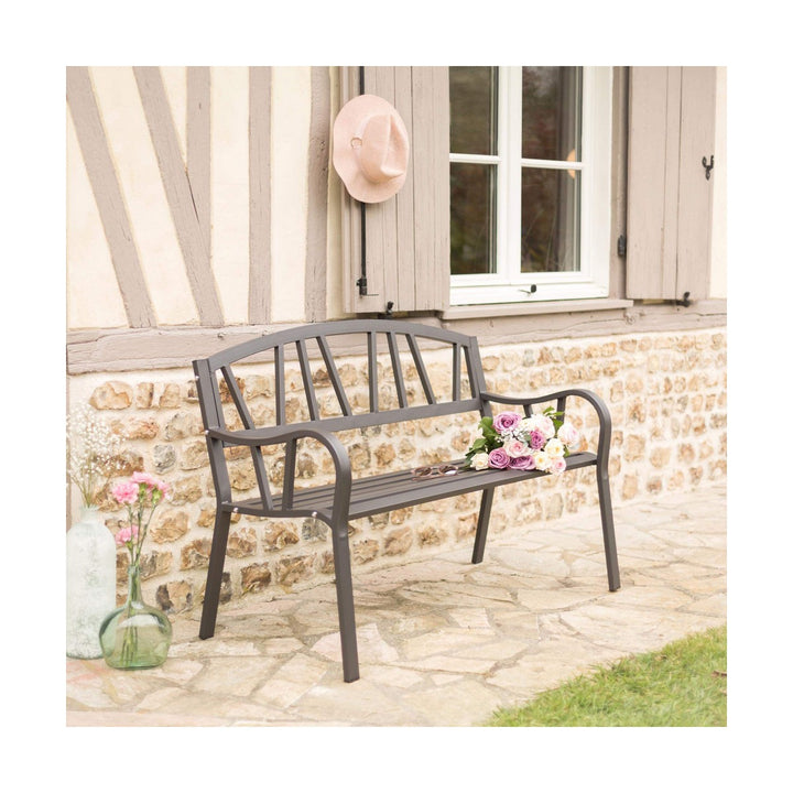 Bigbuy Home Bank Met Rugleuning Antraciet Ijzer (123 X 53 X 86 Cm)