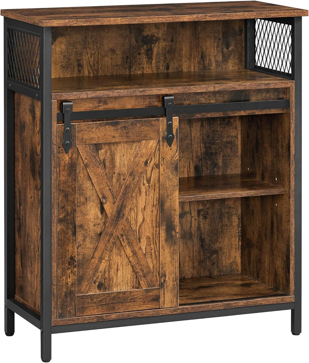 VASAGLE opbergkast | Industrieel | Bruin-zwart | Met schuifdeur | Hout