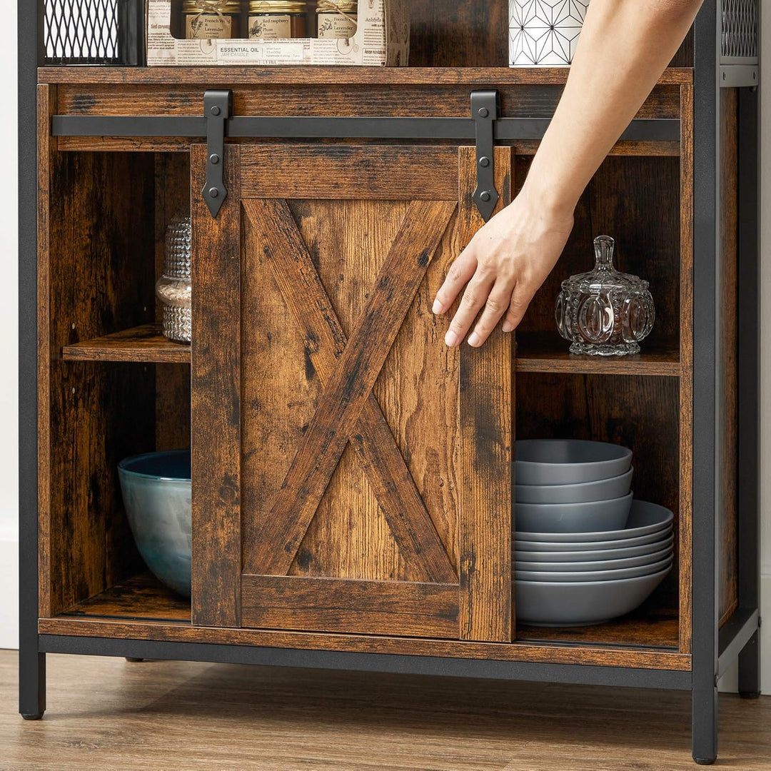 VASAGLE opbergkast | Industrieel | Bruin-zwart | Met schuifdeur | Hout