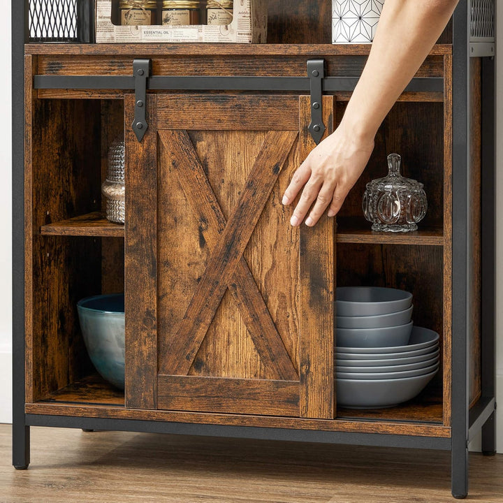 VASAGLE opbergkast | Industrieel | Bruin-zwart | Met schuifdeur | Hout
