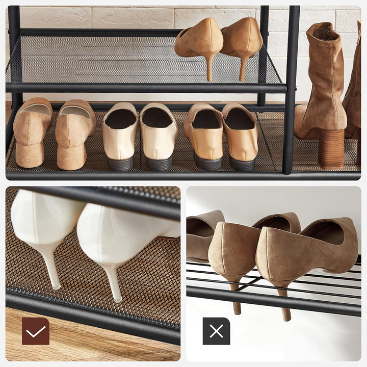 VASAGLE kapstok met schoenenrek | Industrieel | Bruin/zwart | Modern