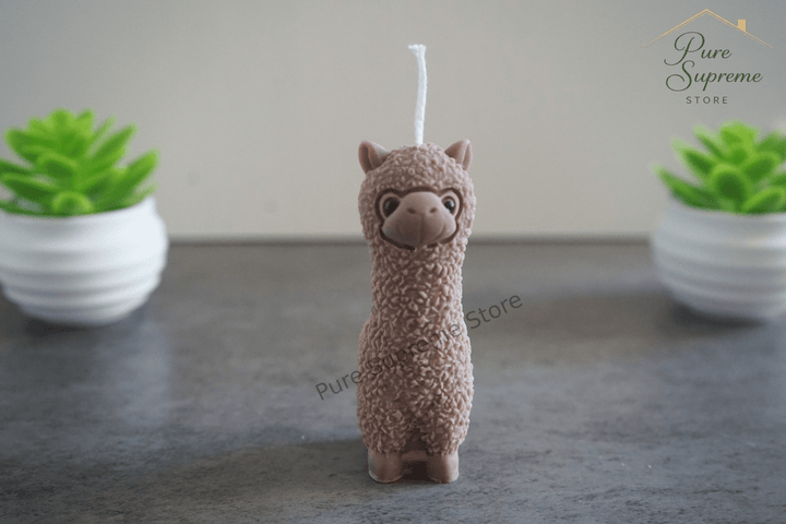 Decoratie kaars alpaca bruin | Handgemaakt