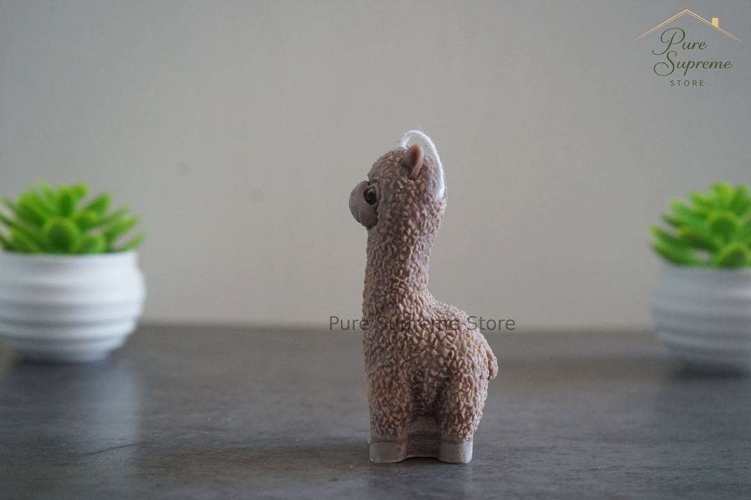 Decoratie kaars alpaca bruin | Handgemaakt