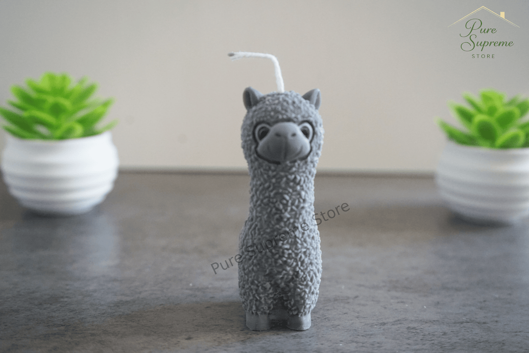 Decorative candle alpaca gray | Handmade