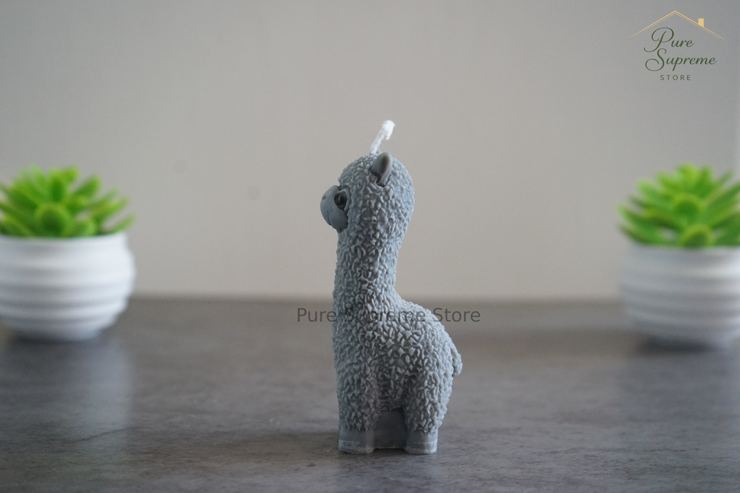 Decorative candle alpaca gray | Handmade