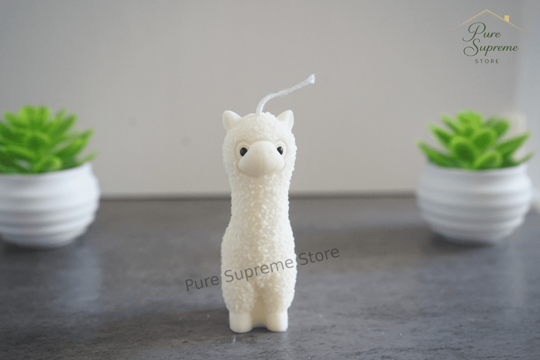 Decoratie kaars alpaca wit | Handgemaakt