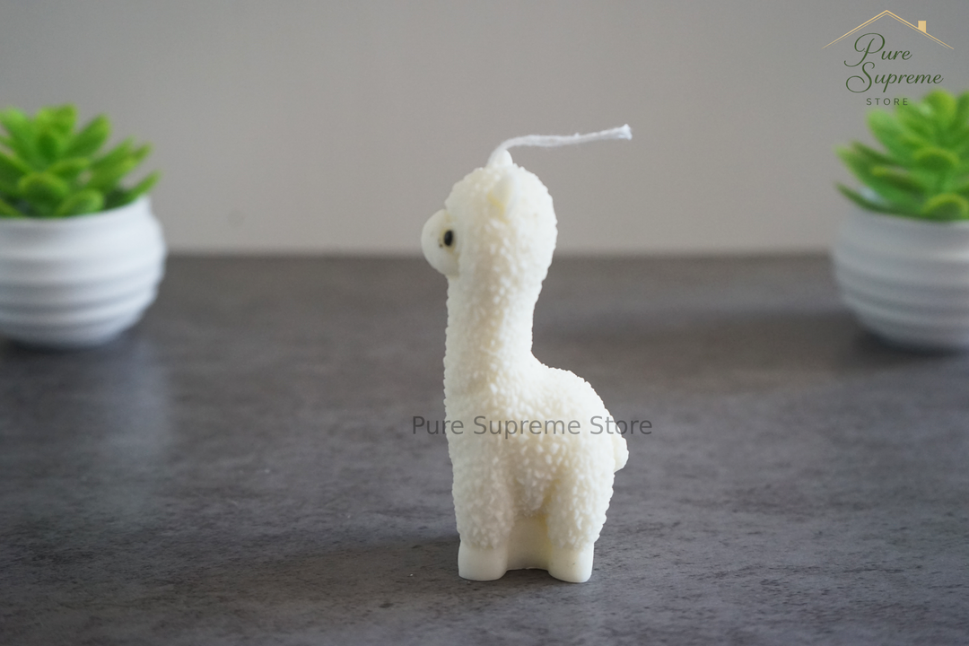 Decoratie kaars alpaca wit | Handgemaakt