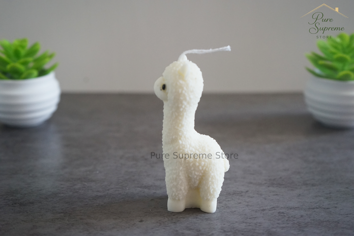 Decoratie kaars alpaca wit | Handgemaakt