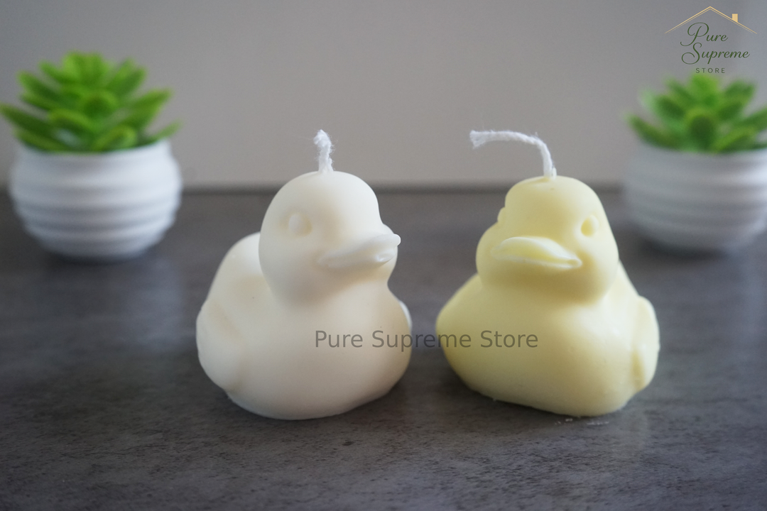 Decoratie kaarsenset badeendjes wit & geel | Handgemaakt