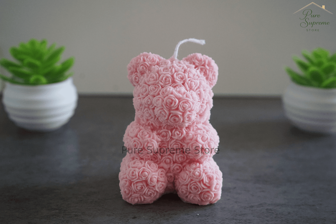 Decoratie kaars T´ beertje roze | Handgemaakt