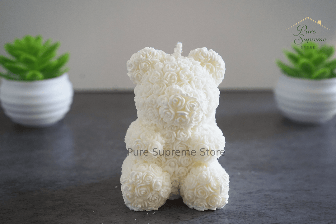 Decoratie kaars T` Beertje wit | Handgemaakt