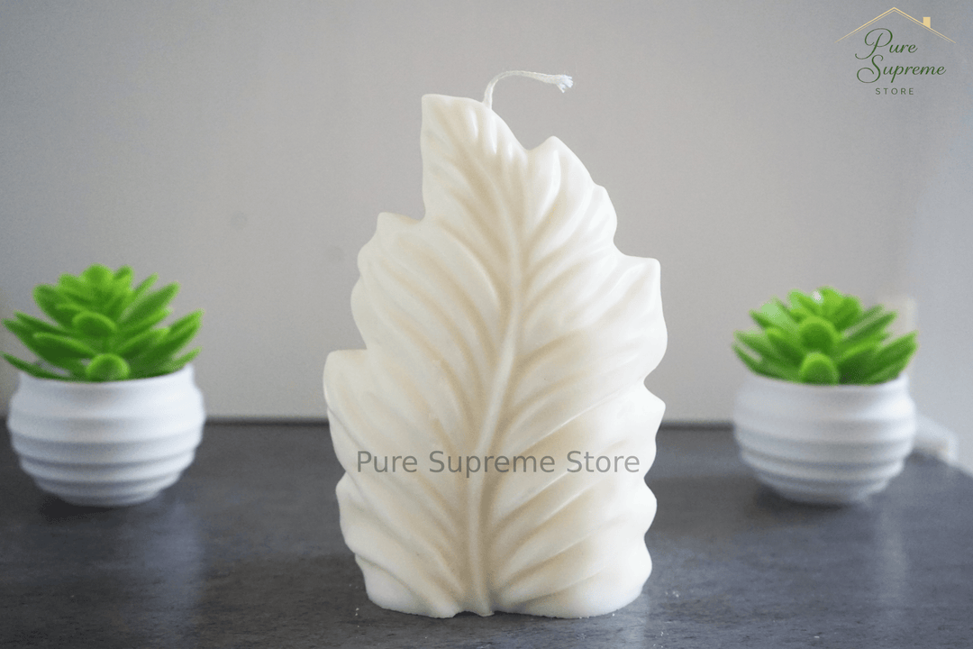 Decoratie kaars blad | Gedetailleerd | Wit | Handgemaakt