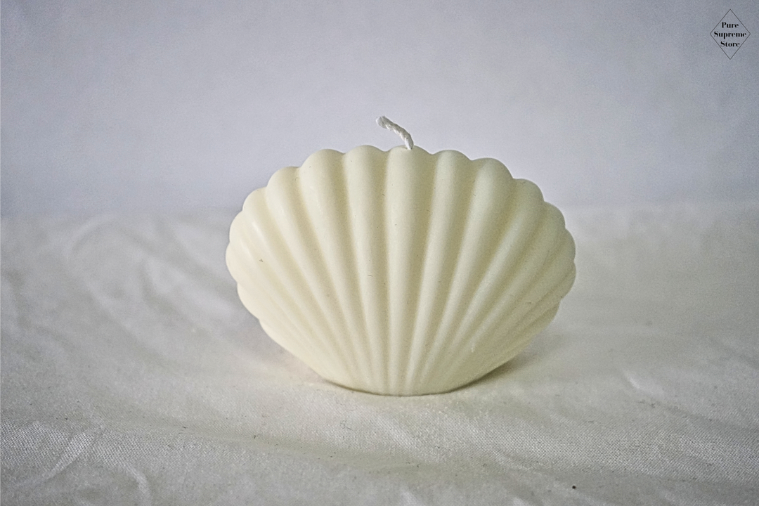 Decoratie kaars schelp wit | Handgemaakt