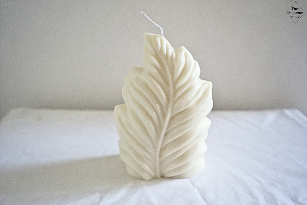 Decoratie kaars blad | Gedetailleerd | Wit | Handgemaakt
