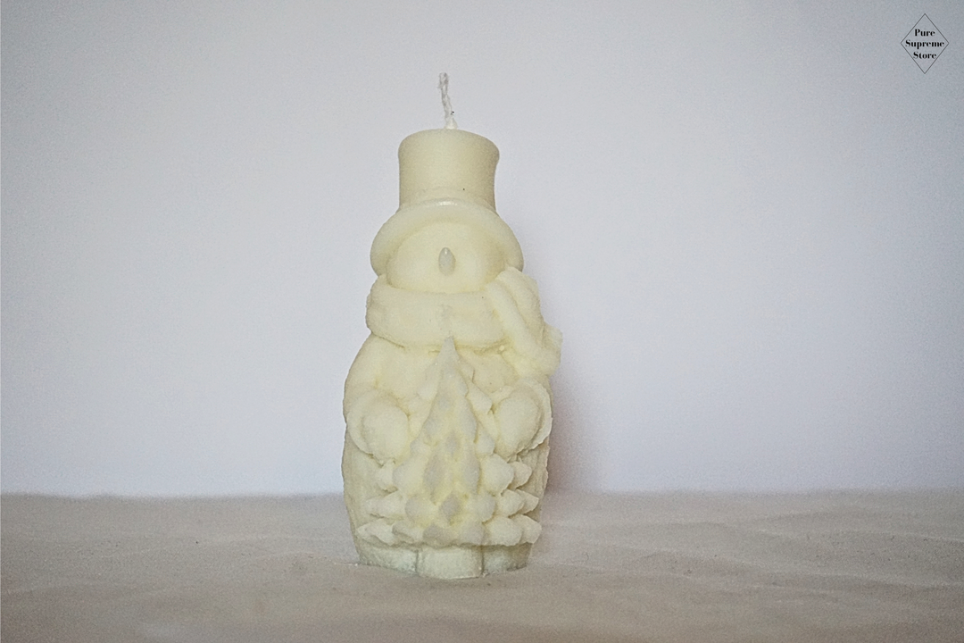 Decoratie kaars sneeuwpop met kerstboom | Handgemaakt