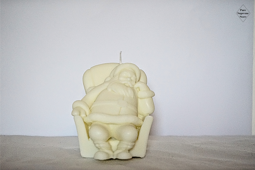 Decoratie kaars zittende kerstman | Handgemaakt