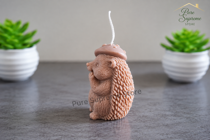 Decoratie kaars Egel | Bruin | Hangemaakt