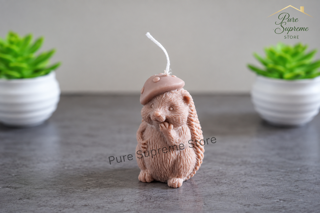Decoratie kaars Egel | Bruin | Hangemaakt
