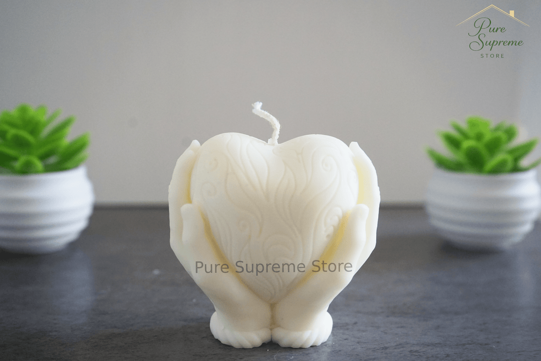 Decoratie kaars handen met hart | Wit | Handgemaakt